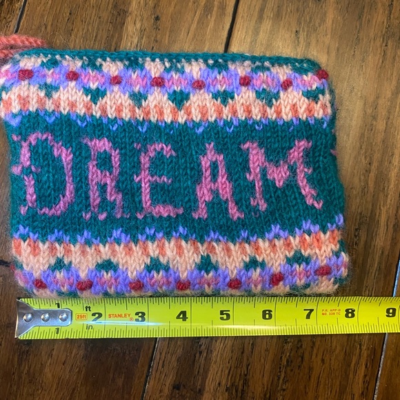 Lucette Collection French Knot zip pouch 100% wool Dream rainbow zip bag - Picture 7 of 8